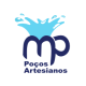 Agência de Marketing Digital em São José dos campos SJC. Logo marca do cliente de Marketing Digital mkt3 digital mp poços artesianos com uma fonte de agua sob as siglas da de nome "MP" e a descrição poços artesianos sjc